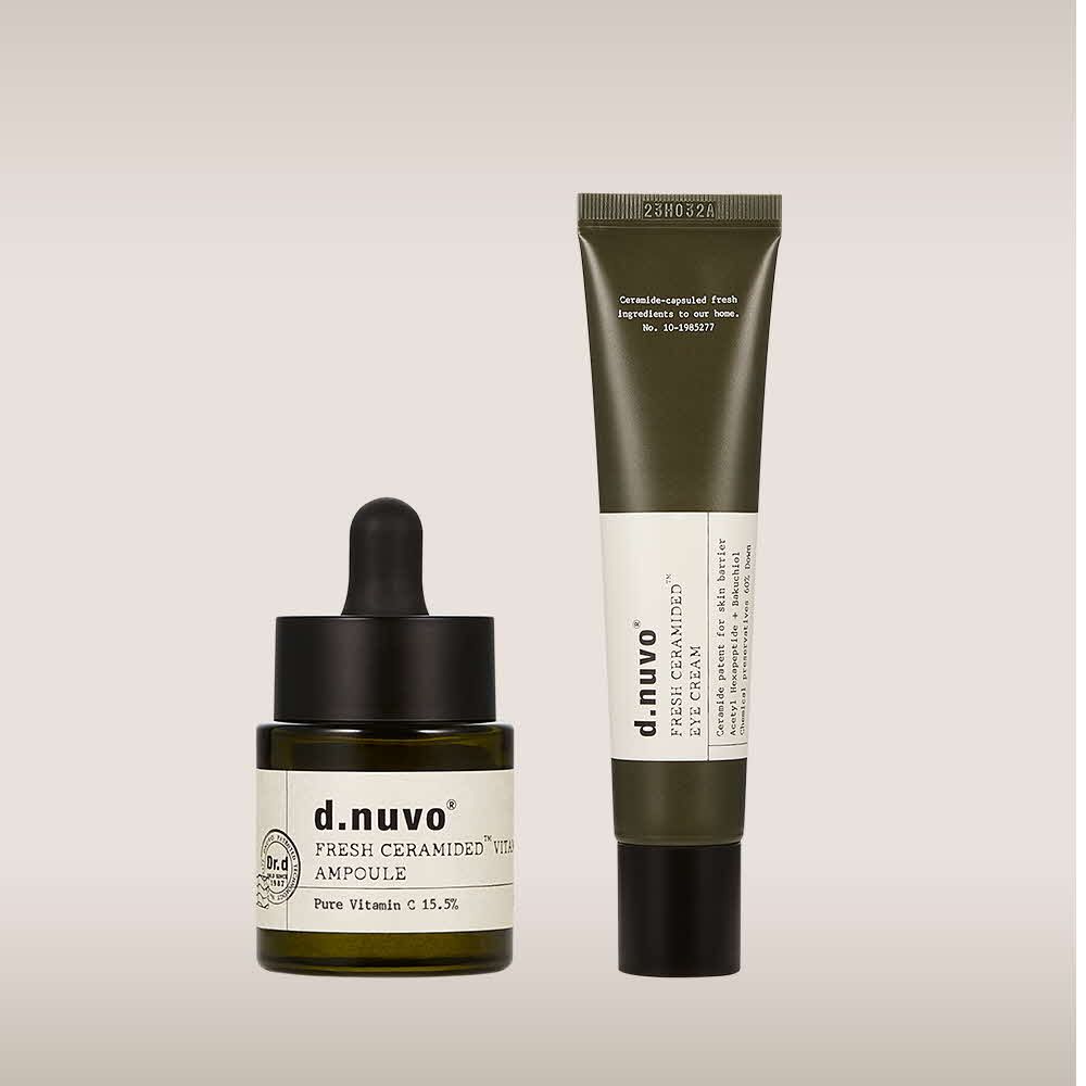 D.NUVO Fresh Ceramided™ Vitamin C Ampoule 18ml and Eye Cream 35ml 2-Piece Intensive Glow and Wrinkle Care Set _ Made in Korea